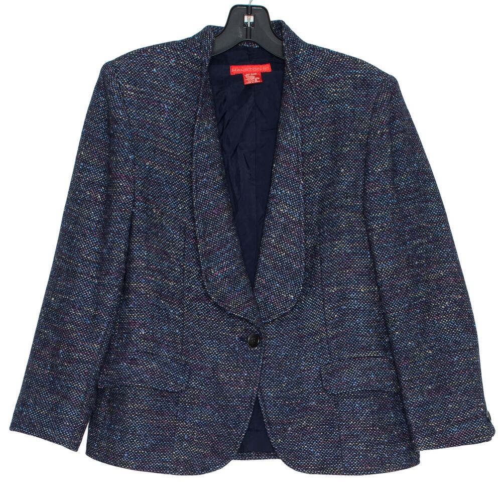 Halston III Blazer Wool Tweed Preppy Business Casual Academia Classic Blue 6P